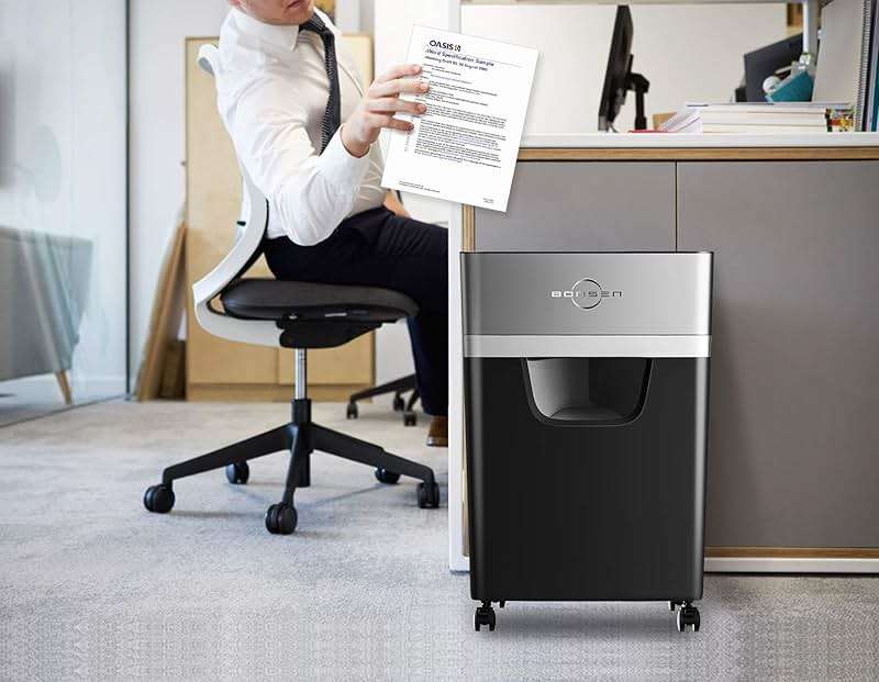 BONSEN 16-Sheet Heavy Duty Paper Shredder for Office, 60-Minute Running Time Cross-Cut CD Shredder with 60dB Low-Noise, 5.3-Gallon Pull Out Bin, Anti-Jam & Quiet Shredder for Home Office (S3102) - Image 8