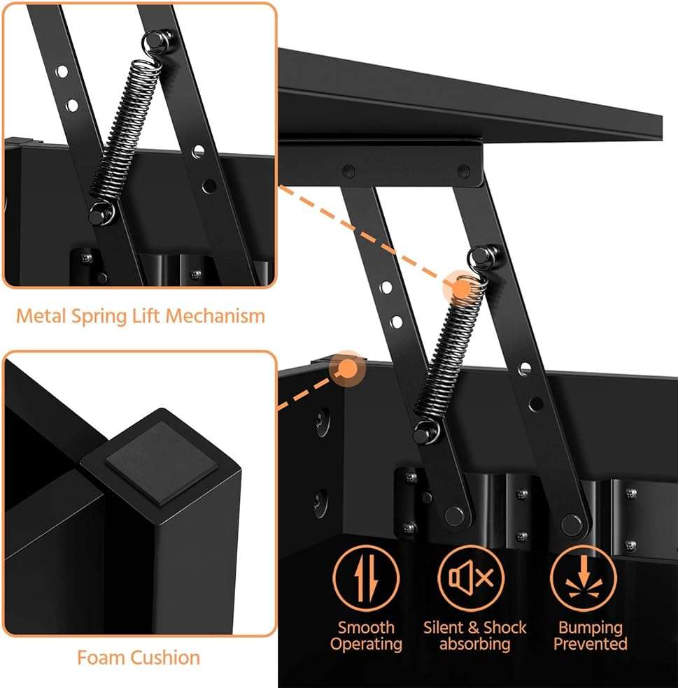 Yaheetech Coffee Table, Lift Top Coffee Table w/Hidden Storage Compartment & Lower 3 Cube Open Shelves, Lift Tabletop Center Tables for Living Room/Reception Room/Office, Black - Image 6