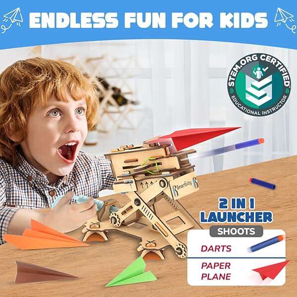 Smartivity DIY 2in1 Hydraulic Paper Airplanes & Darts Launcher STEM Toy for Kids Ages 6-14 Years I Birthday Gifts for Smart Kids | Science Kit for Boys & Girls 6, 8,10,12,14 Years Old - Image 2