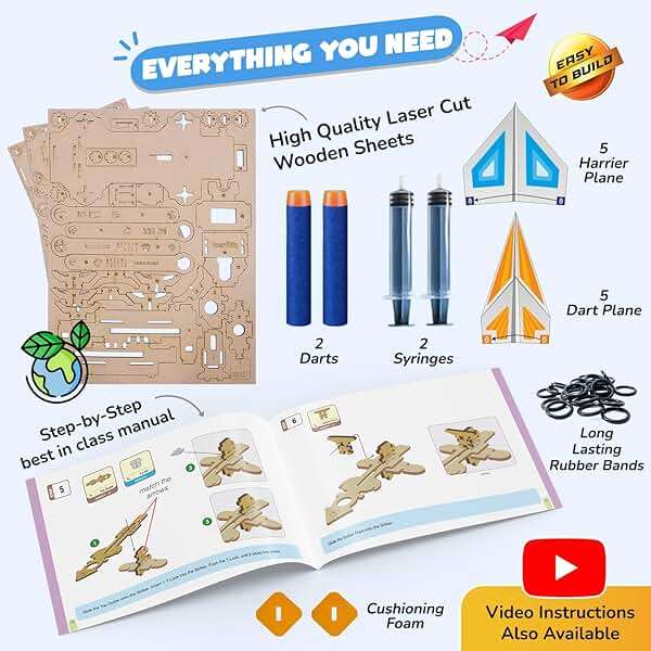 Smartivity DIY 2in1 Hydraulic Paper Airplanes & Darts Launcher STEM Toy for Kids Ages 6-14 Years I Birthday Gifts for Smart Kids | Science Kit for Boys & Girls 6, 8,10,12,14 Years Old - Image 5