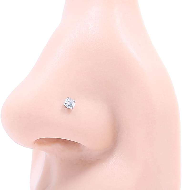 FANSING 316L Surgical Steel Nose Rings L Shape Diamond Nose Studs Hypoallergenic Nostril Piercing Jewelry CZ Nose Screw for Women & Men, Clear/AB/Black, 1.5/2.0/2.5/3.0/4.0mm, 22/20/18 Gauge - Image 3