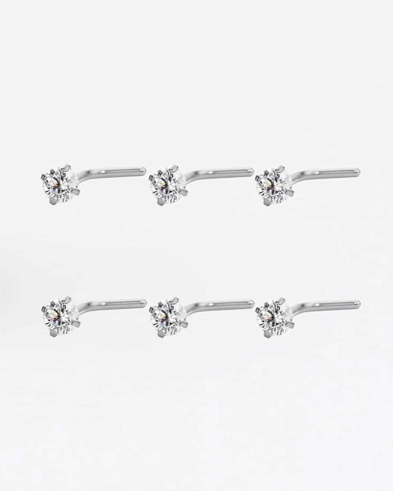 FANSING 316L Surgical Steel Nose Rings L Shape Diamond Nose Studs Hypoallergenic Nostril Piercing Jewelry CZ Nose Screw for Women & Men, Clear/AB/Black, 1.5/2.0/2.5/3.0/4.0mm, 22/20/18 Gauge - Image 5