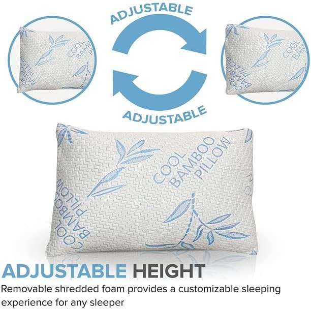 2 Pack King Size Pillows for Sleeping, Cooling Shredded Memory Foam Adjustable Bed Pillow with, Removable/Washable Cover (King 2 Pack) - Image 4