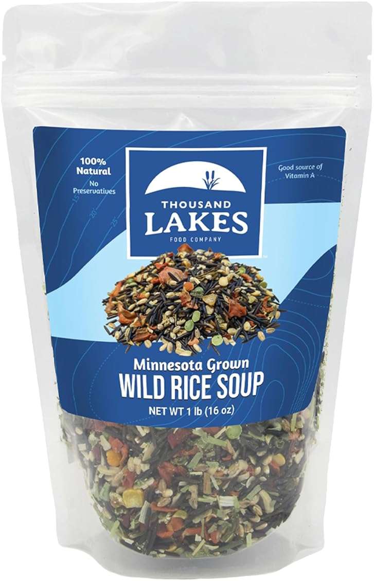 Thousand Lakes Minnesota Wild Rice Soup Mix with Vegetables - 1 pound | Fat Free | 20+ Servings | 100% Natural | Vegetarian - Image 1