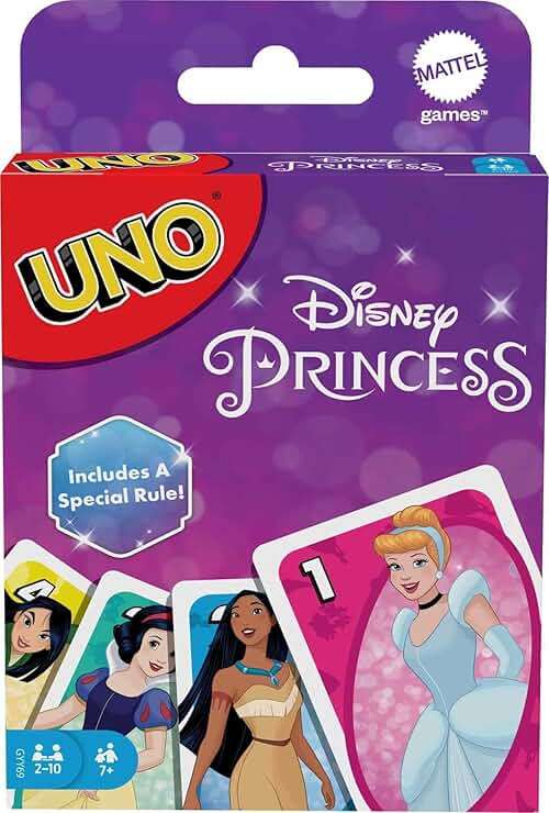 Mattel Games UNO Disney Princesses Matching Card Game, 112 Cards with Unique Wild Card & Instructions for Players 7 Years & Older, Gift for Kid, Family & Adult Game Night - Image 1