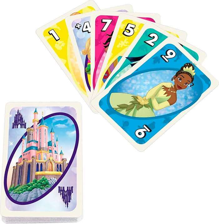 Mattel Games UNO Disney Princesses Matching Card Game, 112 Cards with Unique Wild Card & Instructions for Players 7 Years & Older, Gift for Kid, Family & Adult Game Night - Image 3