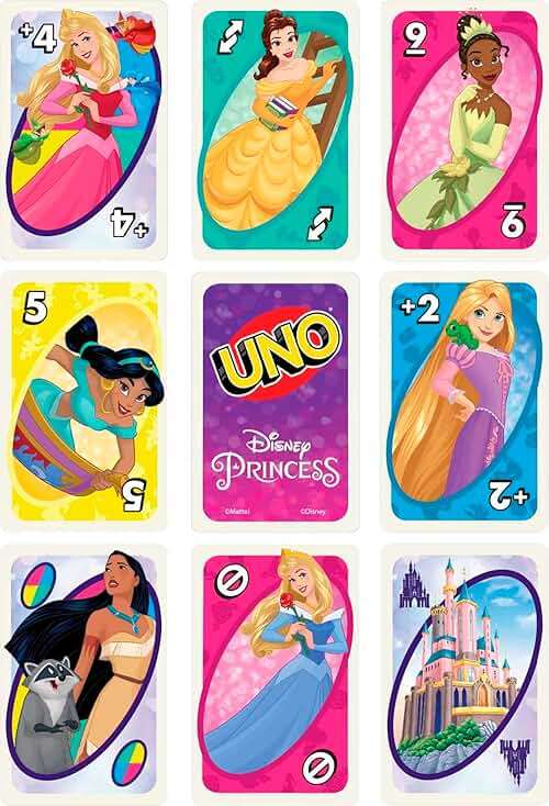 Mattel Games UNO Disney Princesses Matching Card Game, 112 Cards with Unique Wild Card & Instructions for Players 7 Years & Older, Gift for Kid, Family & Adult Game Night - Image 4