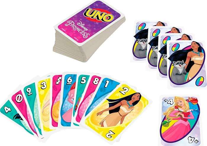 Mattel Games UNO Disney Princesses Matching Card Game, 112 Cards with Unique Wild Card & Instructions for Players 7 Years & Older, Gift for Kid, Family & Adult Game Night - Image 5