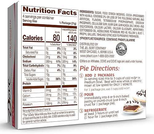 Dove Dark Chocolate, Rich Indulgent Pudding Mix and Pie Filling, 4 Servings Per Box, Kosher, 3.34 Oz, 12 Count - Image 6