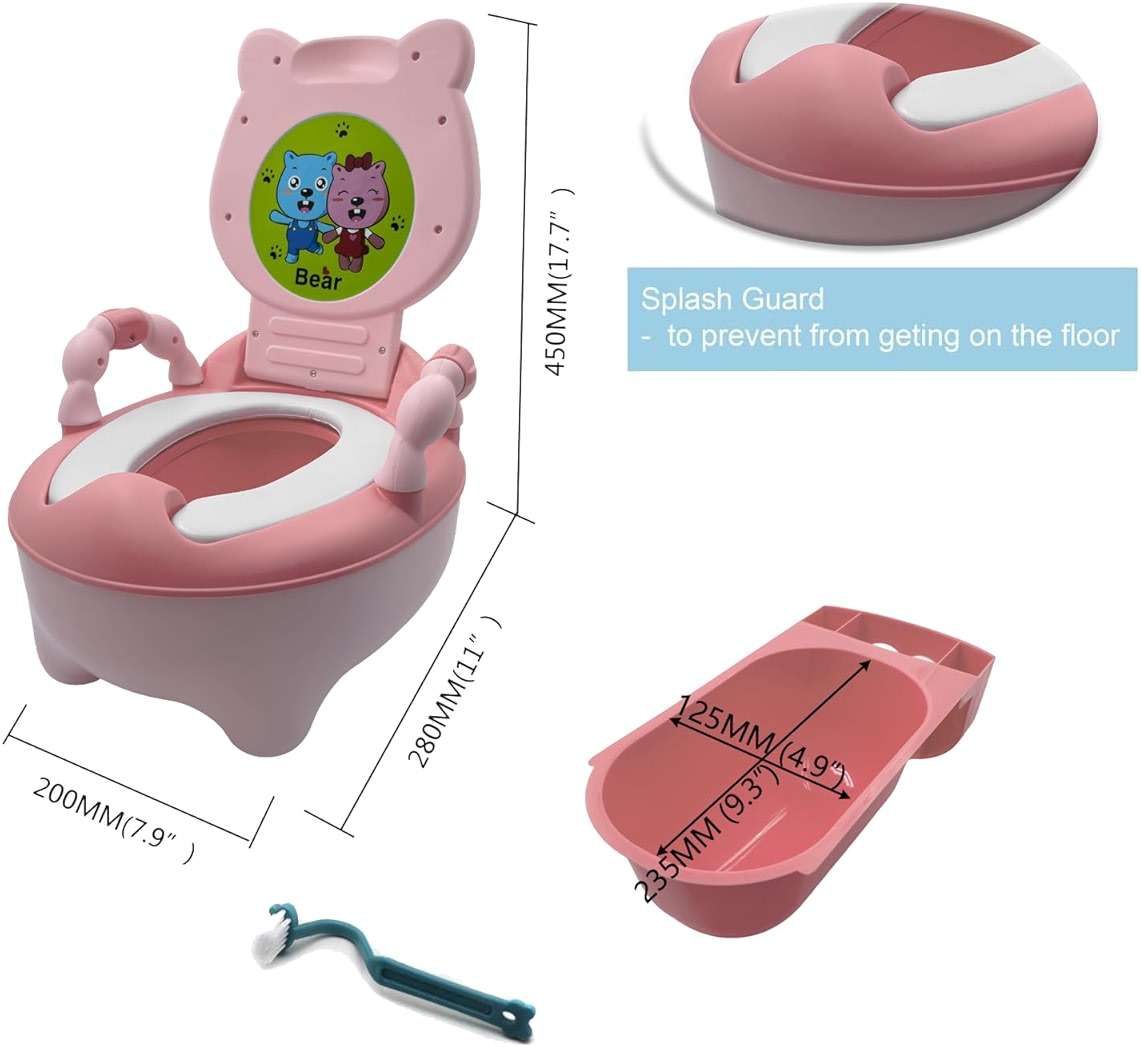 HTTMT- Baby Kids Pink Bear Portable Potty Training Toilet Seat With Pad Toddler Lovely Toilet Comfortable Soft Seat Stool Chair [P/N: ET-BABY003-PINK] - Image 2