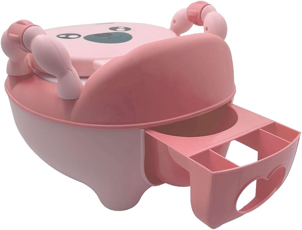 HTTMT- Baby Kids Pink Bear Portable Potty Training Toilet Seat With Pad Toddler Lovely Toilet Comfortable Soft Seat Stool Chair [P/N: ET-BABY003-PINK] - Image 6