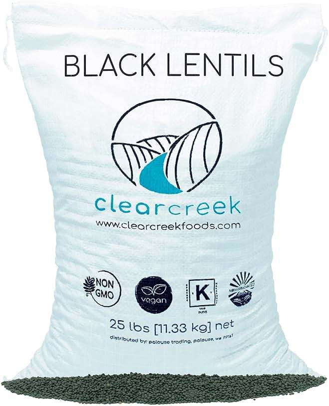 CLEAR CREEK Black Lentils | Caviar or Beluga Lentils | 25 lbs | Project Non-GMO Verified | Kosher | Vegan | Non-Irradiated - Image 1