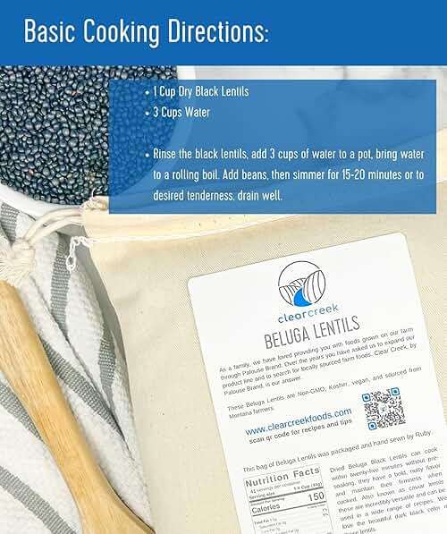 CLEAR CREEK Black Lentils | Caviar or Beluga Lentils | 25 lbs | Project Non-GMO Verified | Kosher | Vegan | Non-Irradiated - Image 3