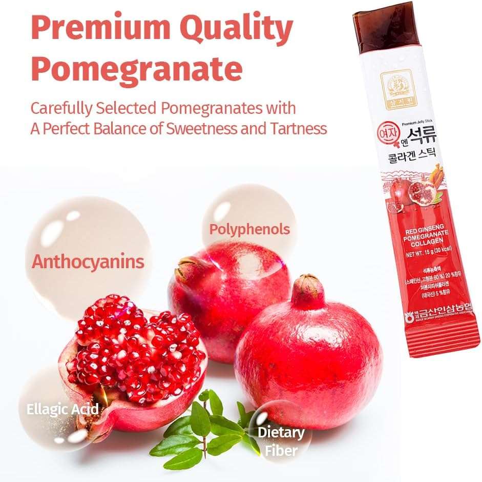 Korean Beauty Baekje Geumsan Women's Pomegranate Collagen Jelly Stick 5.1oz / 30 Count (5 Pack) - Image 3