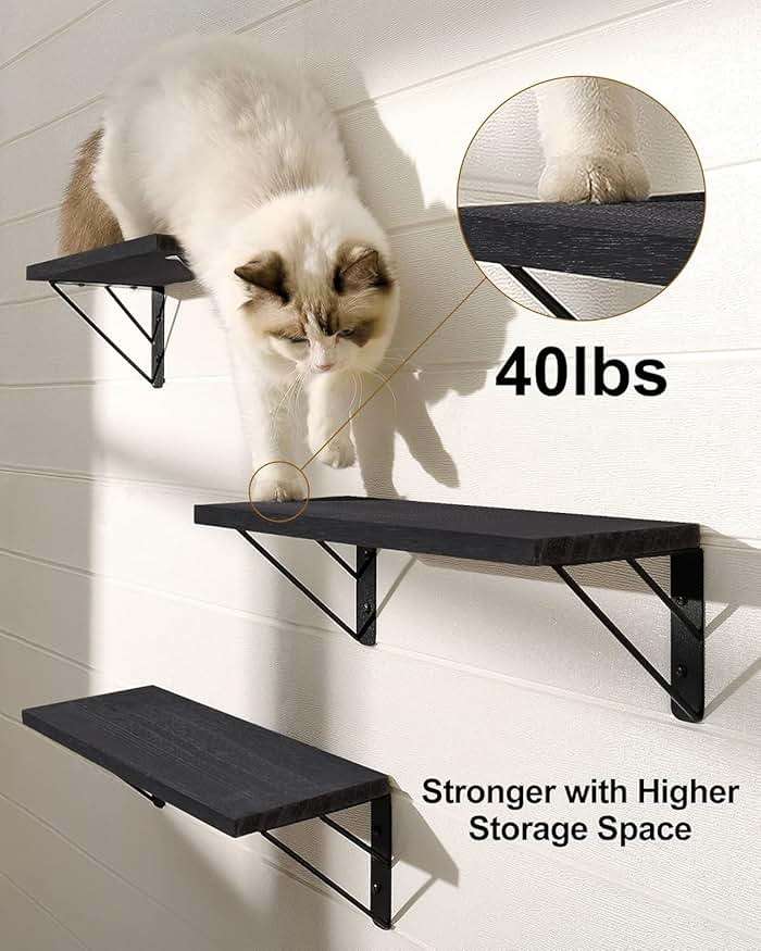 BAYKA Wall Mounted Floating Bathroom Shelves, Wood Floating Wall Shelf for Bathroom Essentials & Decor, Small Space-Saving Display & Organizer（Black，Set of 3） - Image 9