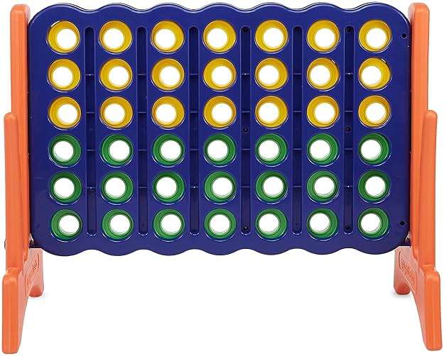 Amazon Basics Junior 4-to-Score Giant Premium Plastic Party Game for Kids & Adults, Indoor & Outdoor, BPA-Free with Carrying Bag, Blue, Yellow, Red, Green, Large - Image 2