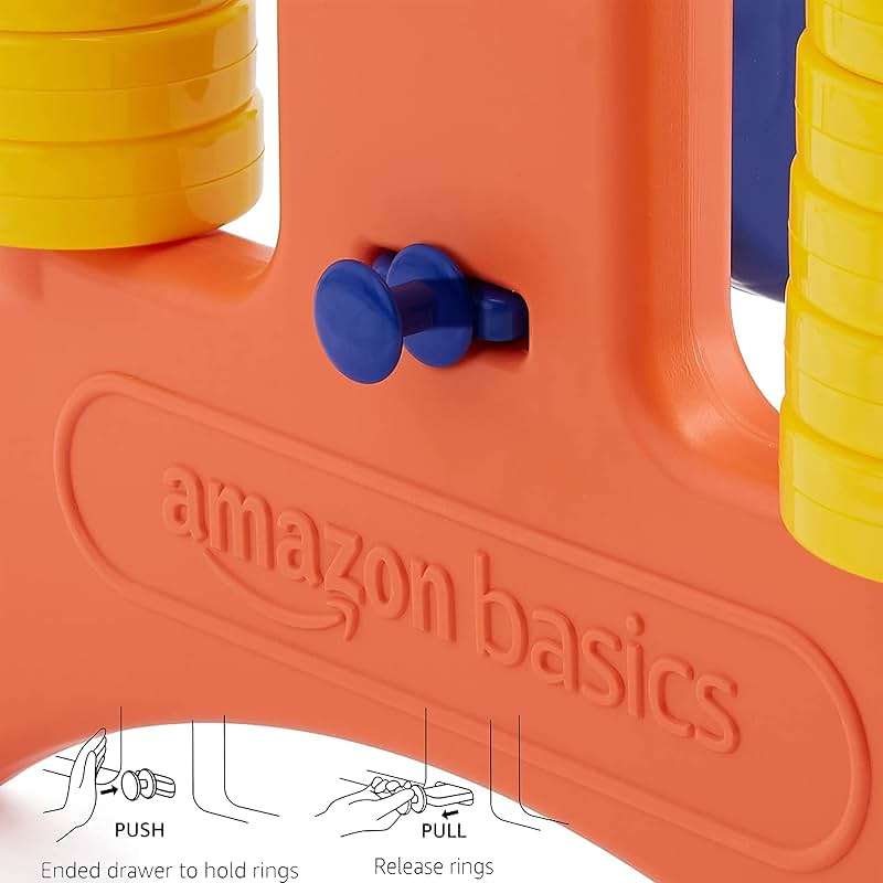 Amazon Basics Junior 4-to-Score Giant Premium Plastic Party Game for Kids & Adults, Indoor & Outdoor, BPA-Free with Carrying Bag, Blue, Yellow, Red, Green, Large - Image 4