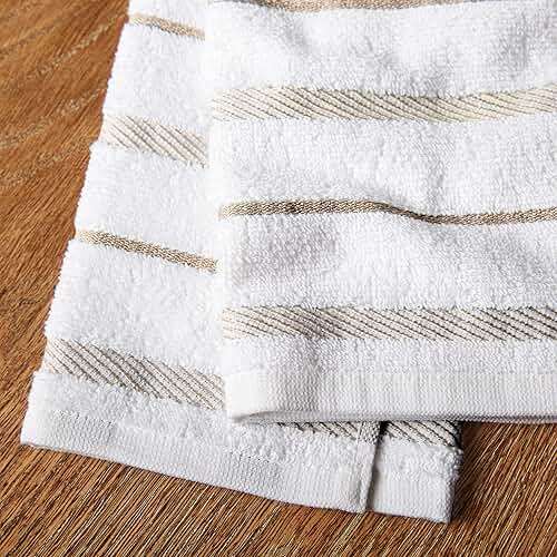 KitchenAid Albany Kitchen Towel 4-Pack Set, Milkshake Tan/White, 16"x26" - Image 4