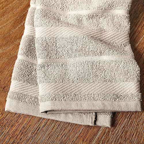 KitchenAid Albany Kitchen Towel 4-Pack Set, Milkshake Tan/White, 16"x26" - Image 5