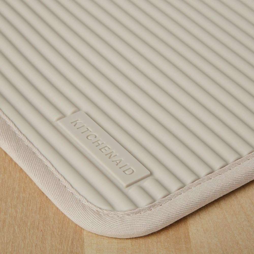 KitchenAid Ribbed Soft Silicone Pot Holder 2-Pack Set, Milkshake Tan, 7"x9" - Image 2