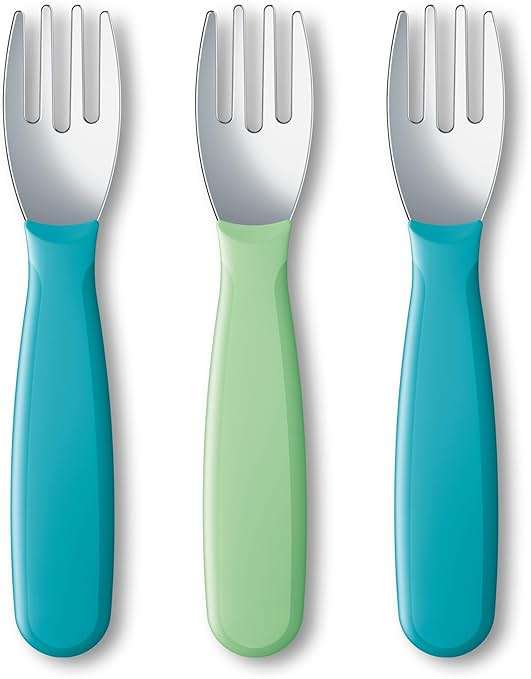 NUK Kiddy Cutlery Forks, Durable Stainless Steel, BPA & Latex-Free, 18+ Months, Pack of 3 - Image 1