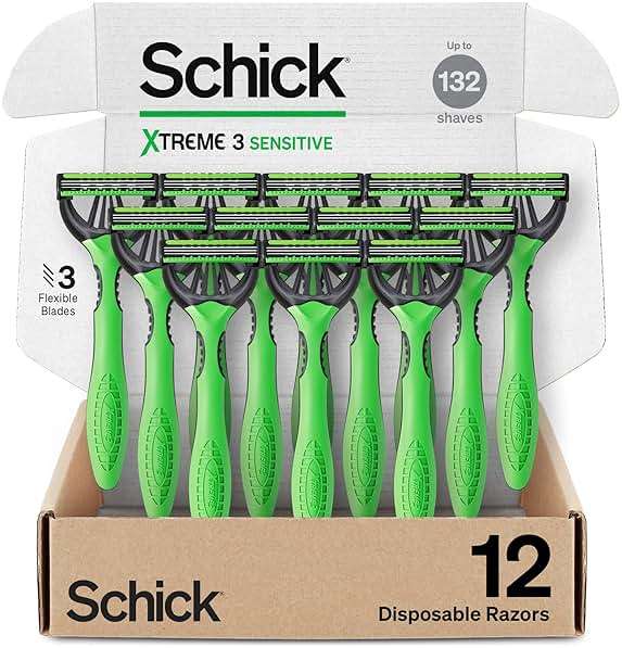 Schick Xtreme 3 Original Sensitive Disposable Razors for Men | Disposable Mens Razors for Shaving Sensitive Skin, 12ct - Image 1