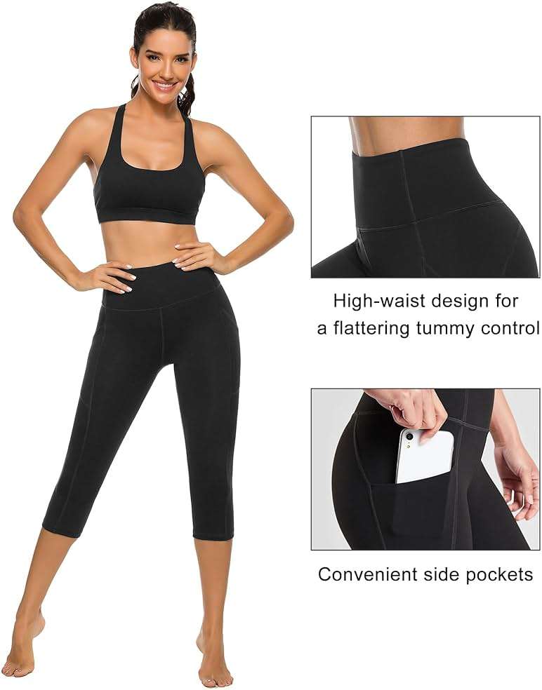 Stelle Women's Capri Yoga Pants with Pockets Essential High Waisted Leggings for Workout - Image 4