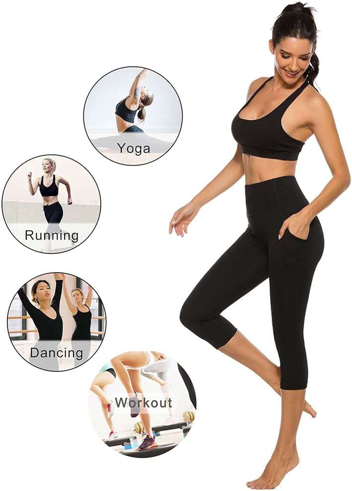 Stelle Women's Capri Yoga Pants with Pockets Essential High Waisted Leggings for Workout - Image 7