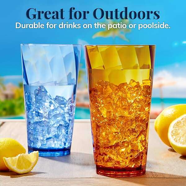 US Acrylic Optix Plastic Reusable Drinking Glasses (Set of 8) 20oz Water Cups in Jewel Tone Colors | BPA-Free Tumblers, Made in USA | Top-Rack Dishwasher Safe - Image 7