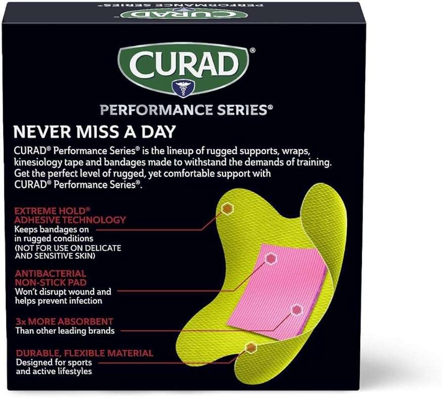 CURAD Performance Series Antibacterial Bandages, Elbows and Knees, 3" x 3", 10 Count - Image 2