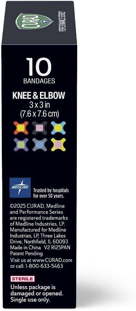 CURAD Performance Series Antibacterial Bandages, Elbows and Knees, 3" x 3", 10 Count - Image 4