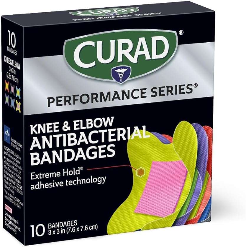 CURAD Performance Series Antibacterial Bandages, Elbows and Knees, 3" x 3", 10 Count - Image 8
