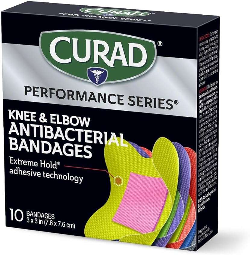 CURAD Performance Series Antibacterial Bandages, Elbows and Knees, 3" x 3", 10 Count - Image 9