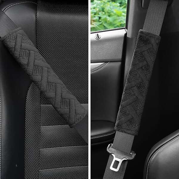 JUSTTOP 2-Pack Universal Car Seat Belt Pads Cover for A More Comfortable Driving, Seat Belt Shoulder Strap Covers Harness Pad for Car Interior Accessories(Black) - Image 2