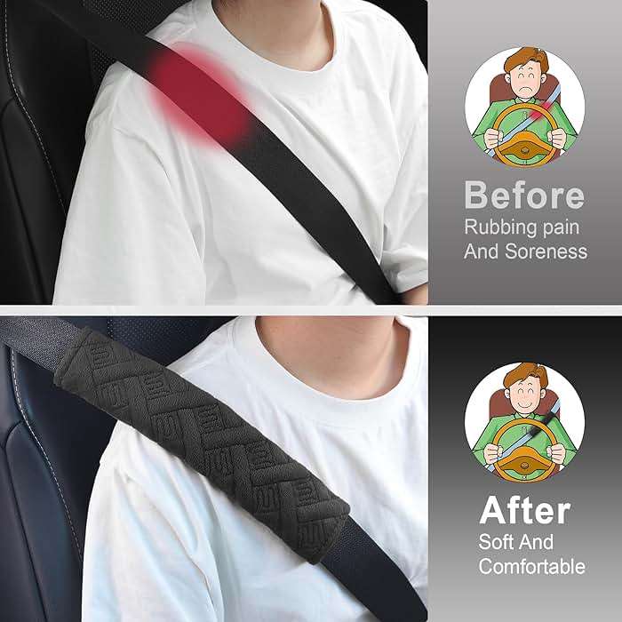 JUSTTOP 2-Pack Universal Car Seat Belt Pads Cover for A More Comfortable Driving, Seat Belt Shoulder Strap Covers Harness Pad for Car Interior Accessories(Black) - Image 6
