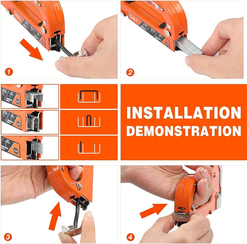 ValueMax Staple Gun, Heavy Duty 3-in-1 Manual Nail Gun with 3000 Staples, Upholstery Stapler for Wood, Furniture, Carpet, Carpentry, DIY, Wire, Decoration, Craft, Fixing Material, Decoration - Image 5