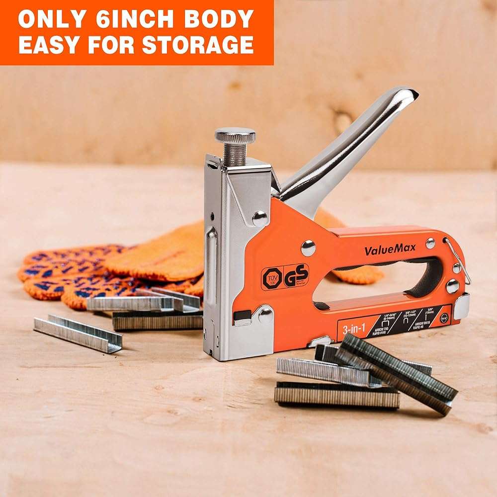 ValueMax Staple Gun, Heavy Duty 3-in-1 Manual Nail Gun with 3000 Staples, Upholstery Stapler for Wood, Furniture, Carpet, Carpentry, DIY, Wire, Decoration, Craft, Fixing Material, Decoration - Image 7