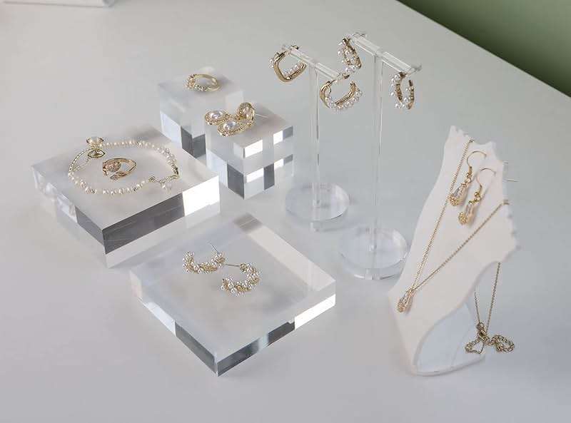 GemeShou 2pcs Acrylic earring display risers, Jewelry display riser stand, clear ring risers for display selling【2pcs 1.57 L x1.57 W x1.57 H inch】 - Image 9