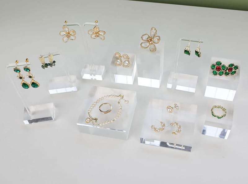 GemeShou 2pcs Acrylic earring display risers, Jewelry display riser stand, clear ring risers for display selling【2pcs 1.57 L x1.57 W x1.57 H inch】 - Image 10