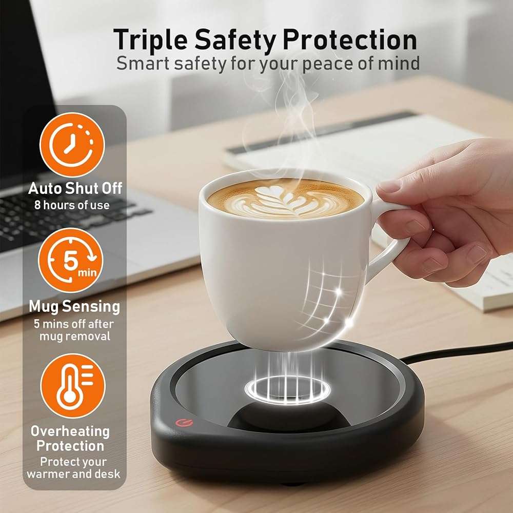 Oracer Coffee Mug Warmer, Cup Warmer for Desk with Auto Shut Off Smart Temperature Settings, Electric Beverage Tea Water Milk Heater for All Cups and Mugs, Heating Plate Candle Wax Warmer - Image 3