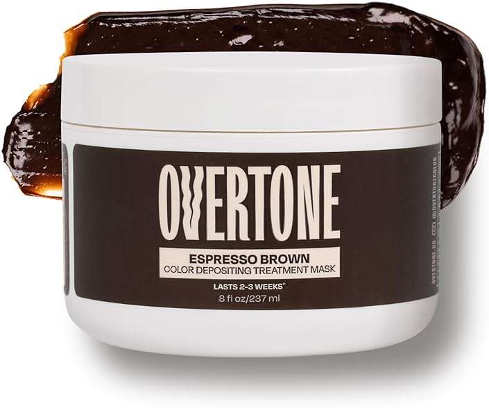 Overtone Semi Permanent Hair Color Conditioner, Espresso Brown, 8 oz, Nourishing, Damage-Free, Color Depositing Mask for All Hair Types with Shea Butter & Coconut Oil, Vegan & Cruelty-Free - Image 1