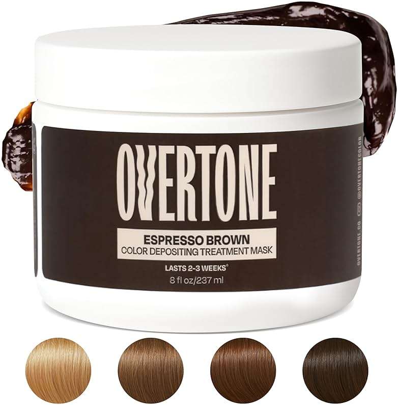 Overtone Semi Permanent Hair Color Conditioner, Espresso Brown, 8 oz, Nourishing, Damage-Free, Color Depositing Mask for All Hair Types with Shea Butter & Coconut Oil, Vegan & Cruelty-Free - Image 2