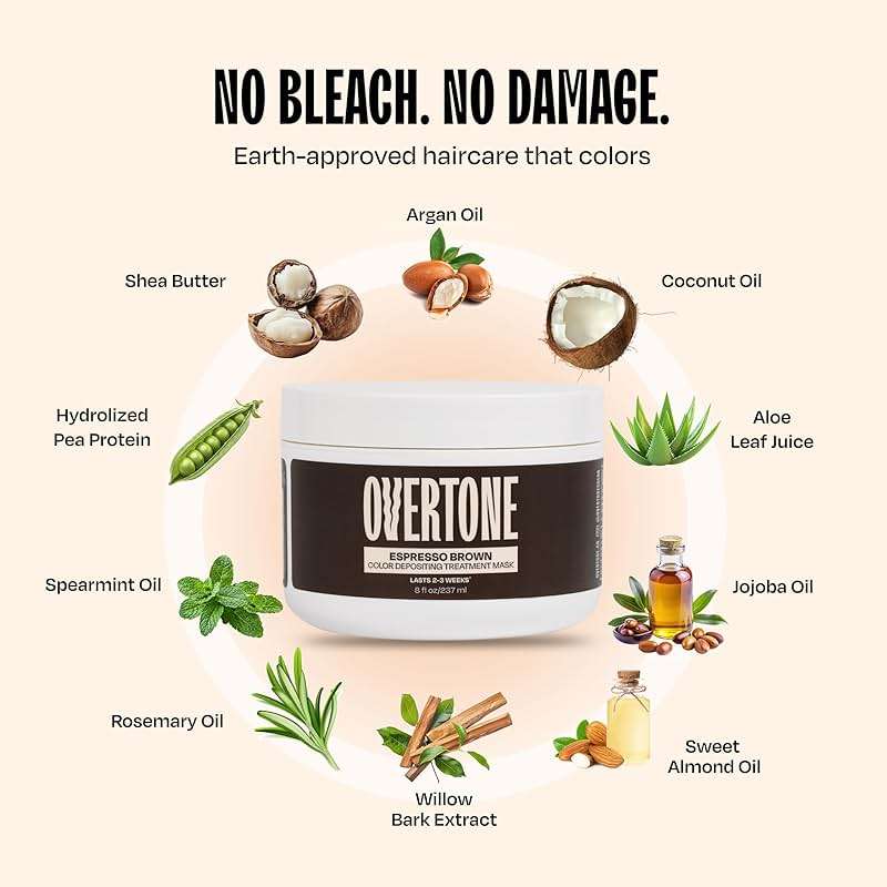 Overtone Semi Permanent Hair Color Conditioner, Espresso Brown, 8 oz, Nourishing, Damage-Free, Color Depositing Mask for All Hair Types with Shea Butter & Coconut Oil, Vegan & Cruelty-Free - Image 8