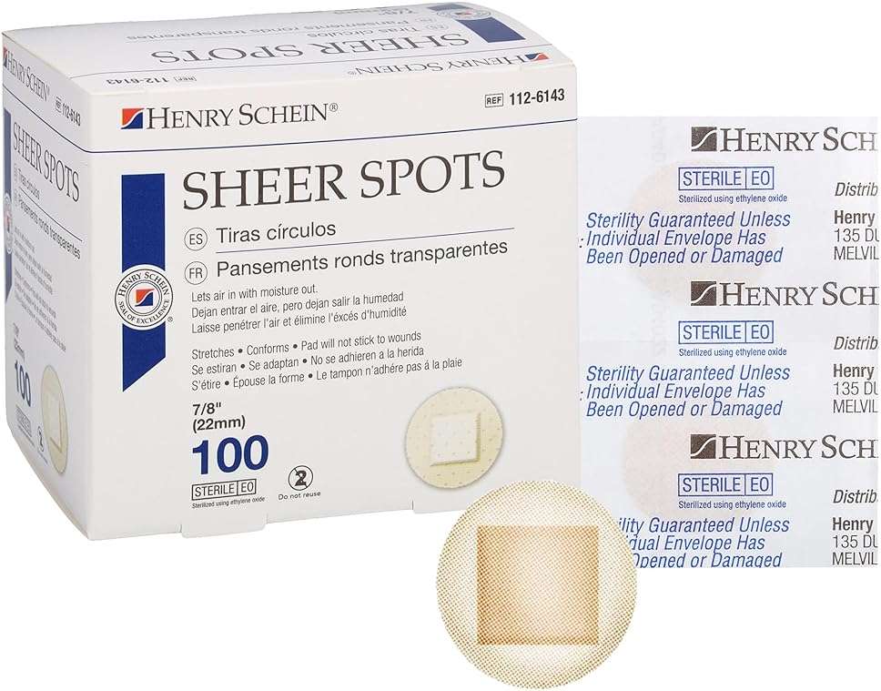 Adhesive Sheer Spot Bandage 7/8" | Durable, Breathable, and Flexible Bandages Designed for Minor Wounds, Providing Comfort and Secure Adhesion for Effective Healing - 100 per Box - Image 1