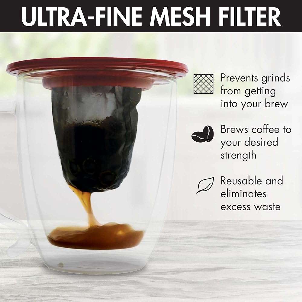 Primula Brew Buddy Portable Pour Over, Reusable Fine Mesh Filter, Dishwasher Safe, Single Serve Coffee or Tea at Any Strength, Ideal for Travel or Camping, Red, 2-Pack - Image 5