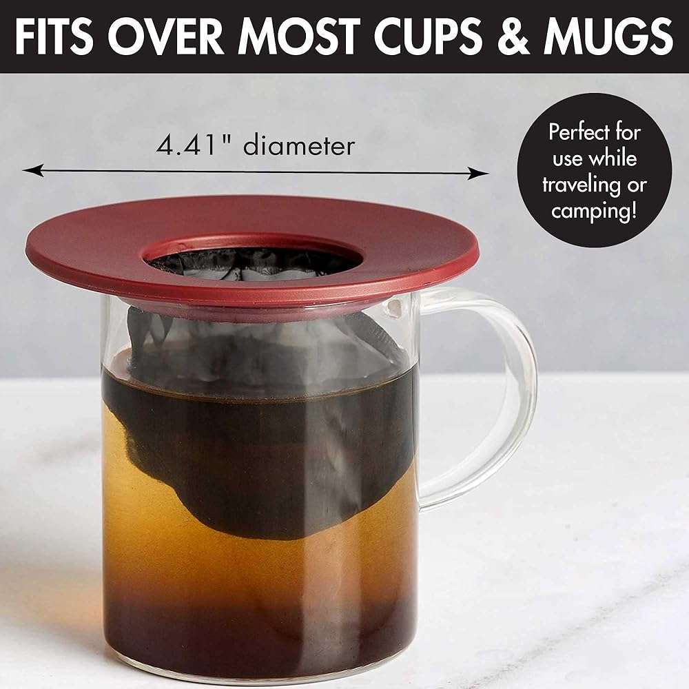 Primula Brew Buddy Portable Pour Over, Reusable Fine Mesh Filter, Dishwasher Safe, Single Serve Coffee or Tea at Any Strength, Ideal for Travel or Camping, Red, 2-Pack - Image 6