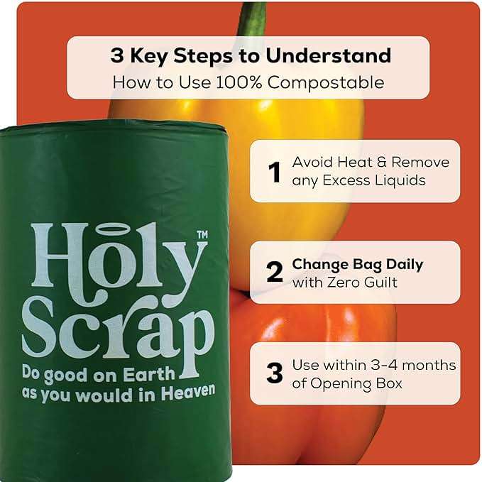 HOLY SCRAP! Large Compostable Trash Bags - 10-13 Gallon, 50 Pack, 100% Plastic-Free Decomposing Easy-Tie Trash Can Bags & Liners, Thick Kitchen, Bathroom & Backyard Bin Bags for Food & Green Waste - Image 4