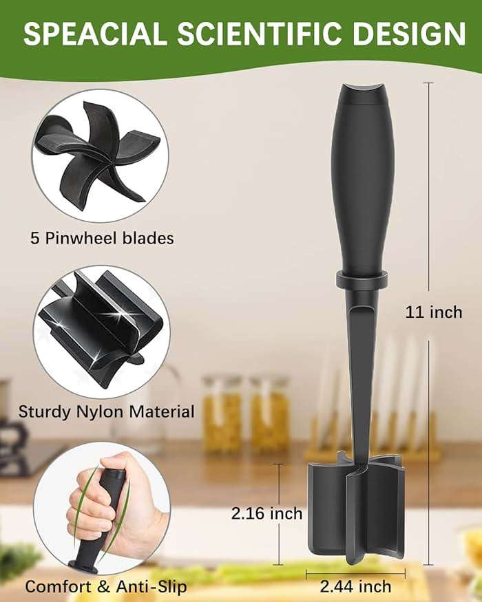 Upgrade Meat Chopper, Heat Resistant Meat Masher for Hamburger, Ground Beef Smasher, Nylon Hamburger Grinder Utensil for Ground Beef, Non Stick Mix Ground Chopper, Mix and Chop Potato Masher Tool - Image 2