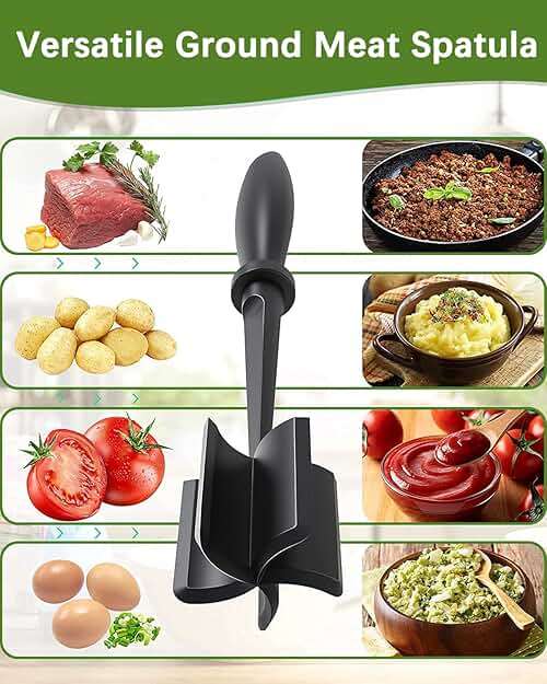 Upgrade Meat Chopper, Heat Resistant Meat Masher for Hamburger, Ground Beef Smasher, Nylon Hamburger Grinder Utensil for Ground Beef, Non Stick Mix Ground Chopper, Mix and Chop Potato Masher Tool - Image 4