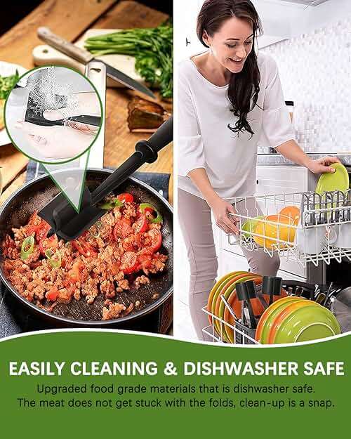 Upgrade Meat Chopper, Heat Resistant Meat Masher for Hamburger, Ground Beef Smasher, Nylon Hamburger Grinder Utensil for Ground Beef, Non Stick Mix Ground Chopper, Mix and Chop Potato Masher Tool - Image 5